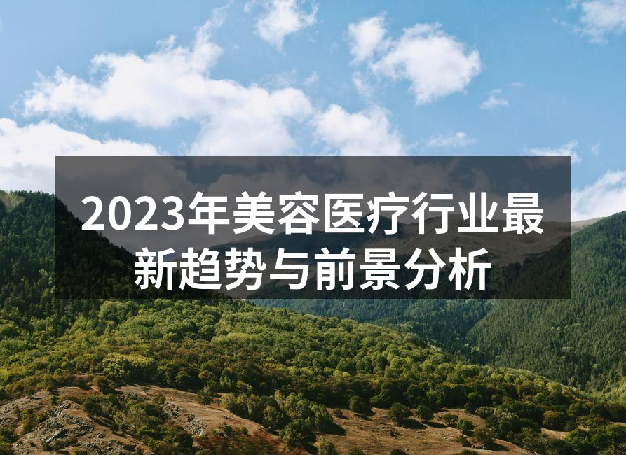 2023年美容医疗行业最新趋势与前景分析